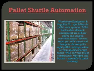 Pallet Shuttle Automation PPT