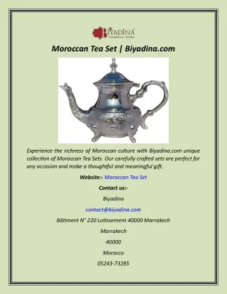 Moroccan Tea Set  Biyadina