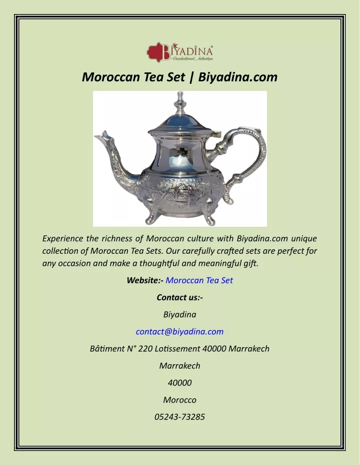 moroccan tea set biyadina com