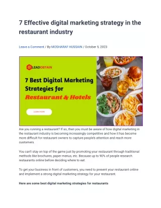 7 Effective digital marketing strategy in the restaurant industry - Google Docs
