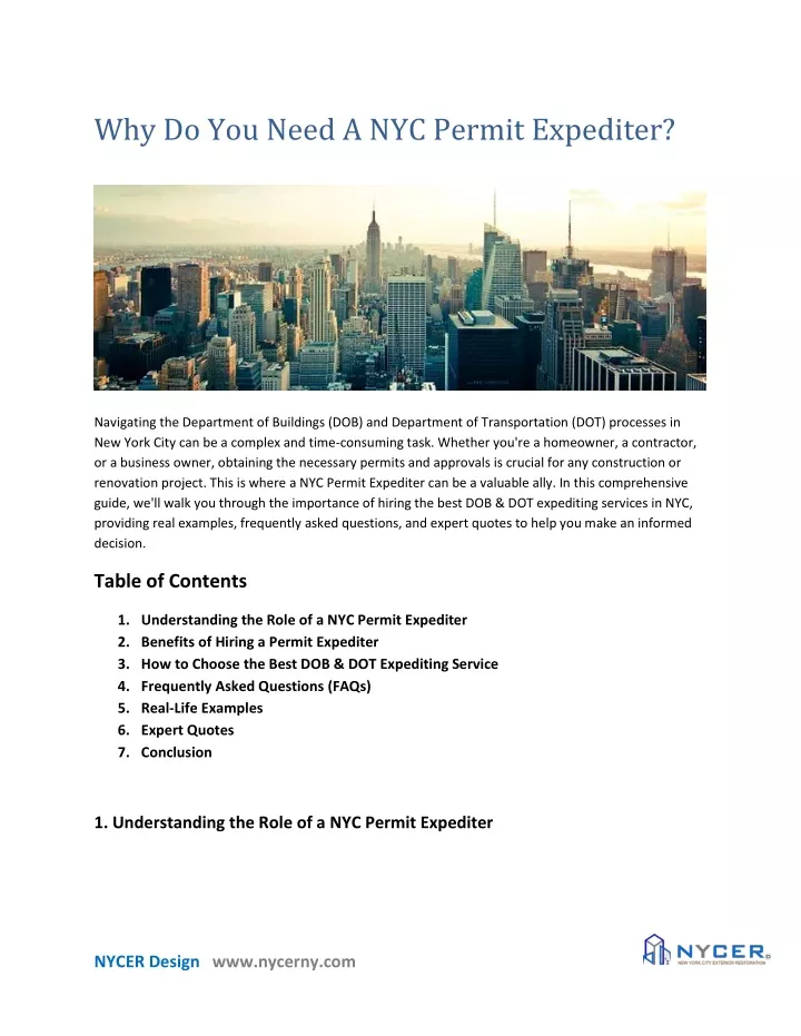 why do you need a nyc permit expediter