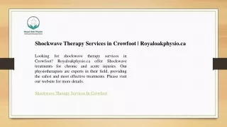 Shockwave Therapy Services in Crowfoot - Royaloakphysio.ca