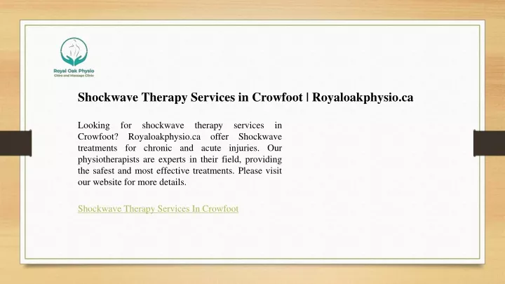 shockwave therapy services in crowfoot