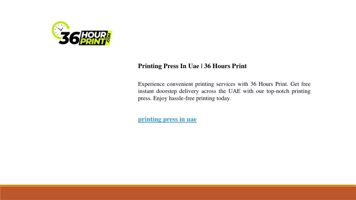 printing press in uae 36 hours print