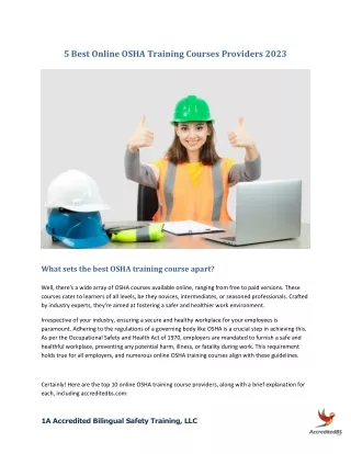5 Best Online OSHA Training Courses Providers 2023