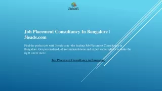 Job Placement Consultancy In Bangalore  3leads.com