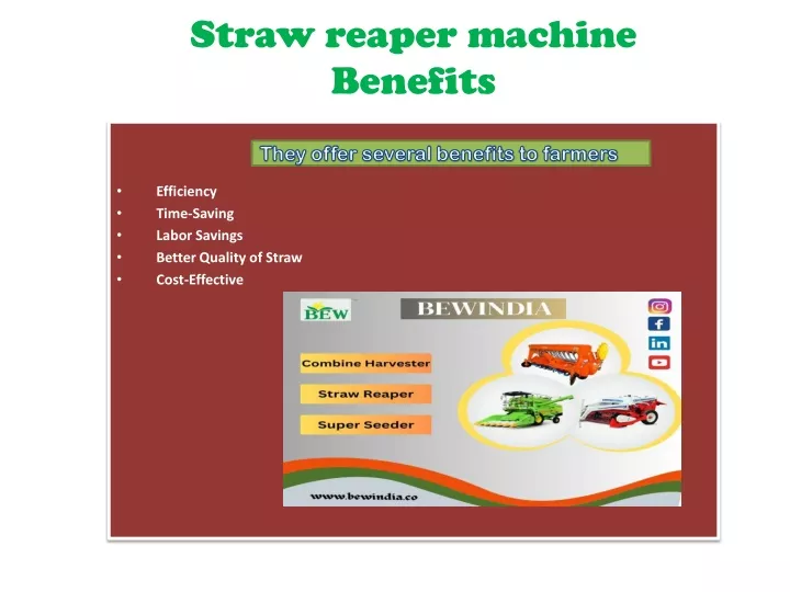straw reaper machine benefits