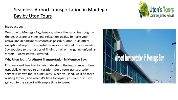 seamless airport transportation in montego