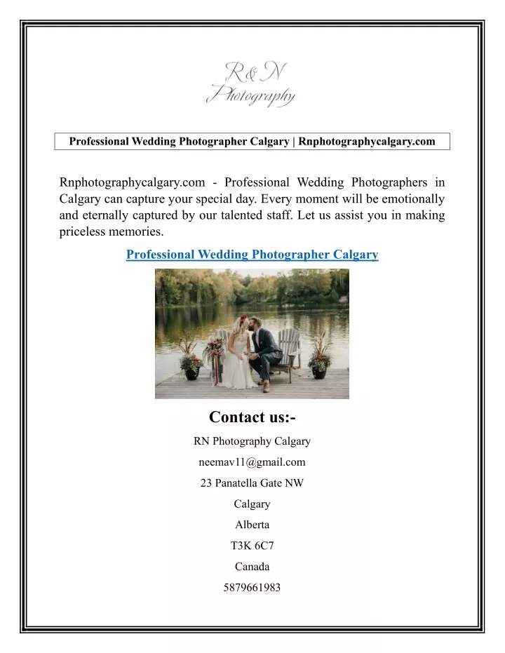 professional wedding photographer calgary