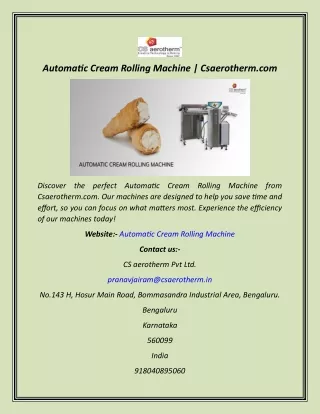 Automatic Cream Rolling Machine  Csaerotherm