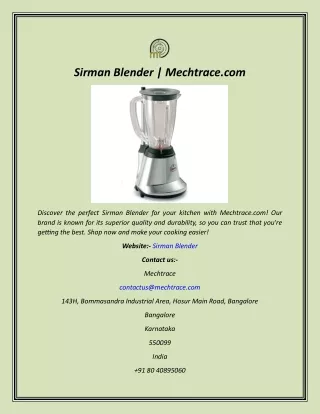 sirman blender mechtrace com