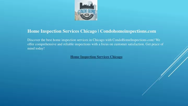 home inspection services chicago