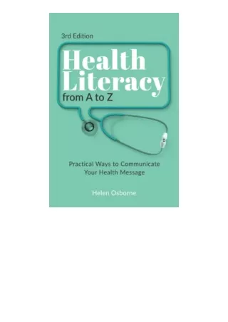 Download PDF Health Literacy from A to Z Practical Ways to Communicate Your Heal