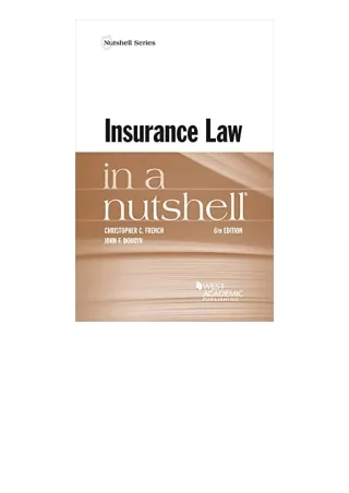 Download Insurance Law in a Nutshell Nutshells free acces