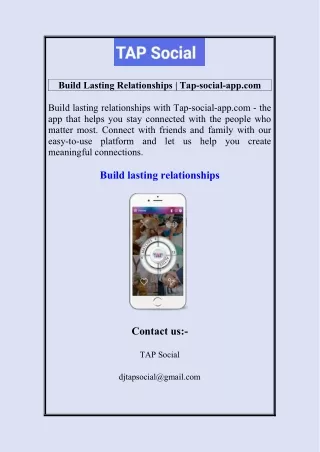 Build Lasting Relationships  Tap-social-app.com