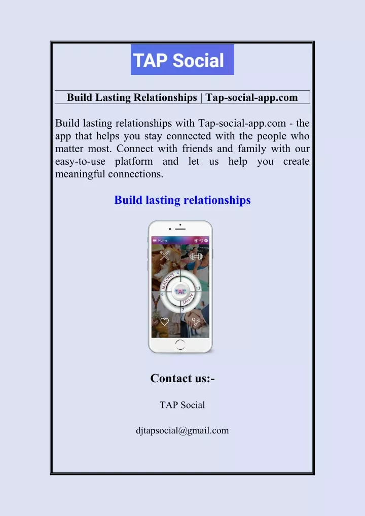 build lasting relationships tap social app com