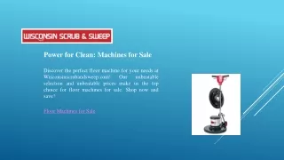 Power for Clean -  Machines for Sale
