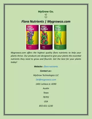 Flora Nutrients  Mygrowco