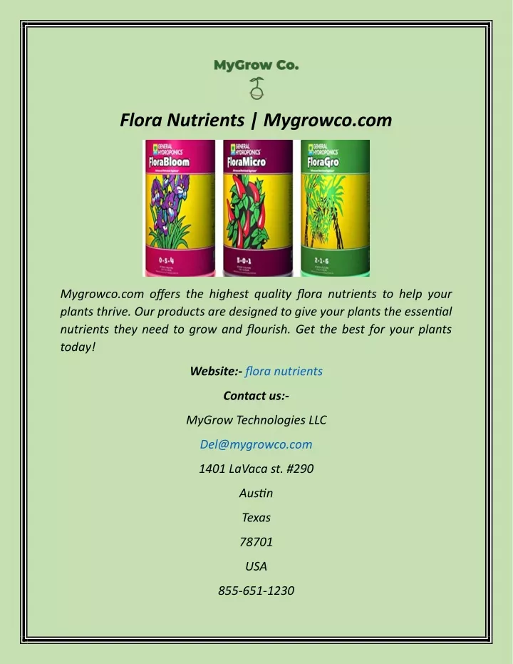 flora nutrients mygrowco com