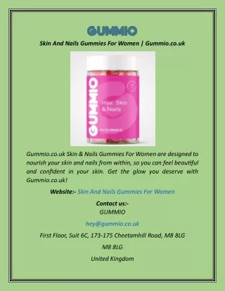 Skin And Nails Gummies For Women  Gummio.co.uk