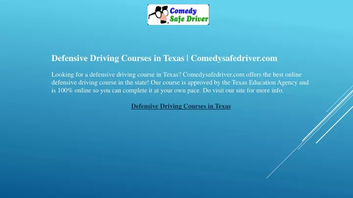 defensive driving courses in texas