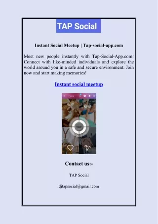 Instant Social Meetup  Tap-social-app.com