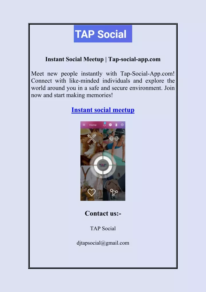 instant social meetup tap social app com