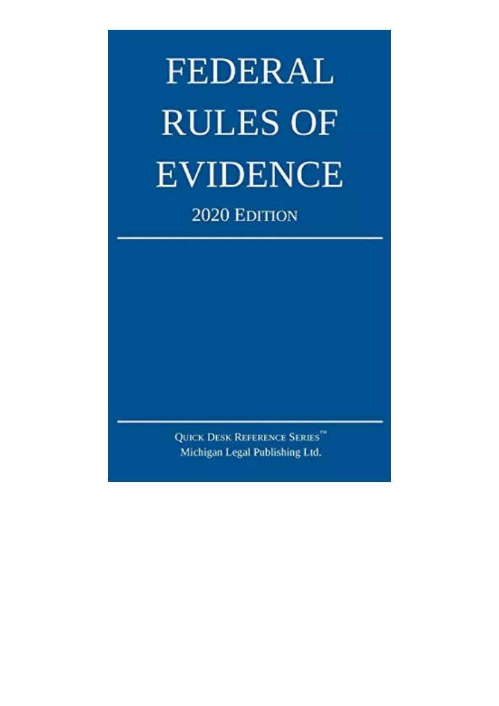 PPT - Ebook Download Federal Rules Of Evidence 2020 Edition With ...