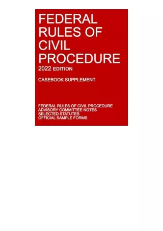 Download PDF Federal Rules of Civil Procedure 2022 Edition Casebook Supplement W