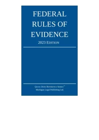 PDF read online Federal Rules of Evidence 2023 Edition With Internal Cross Refer