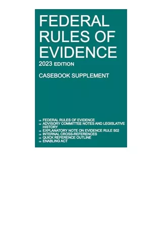 PDF read online Federal Rules of Evidence 2023 Edition Casebook Supplement With