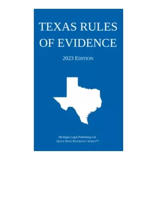 Ebook download Texas Rules of Evidence 2023 Edition for ipad