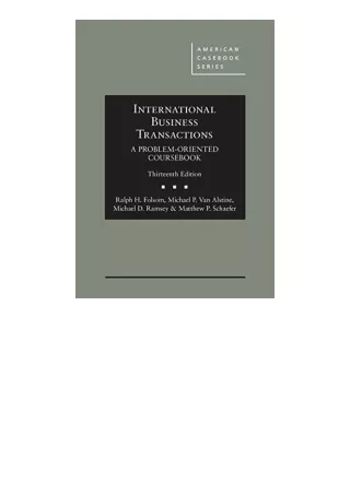 Download International Business Transactions A Problem Oriented Coursebook Ameri