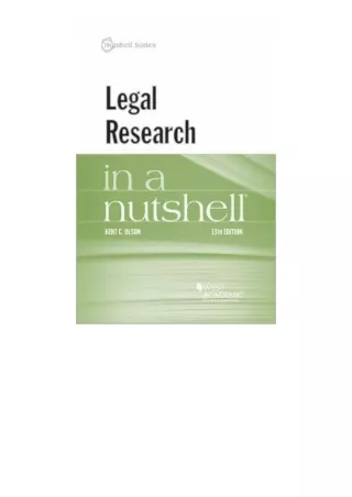 PDF read online Legal Research in a Nutshell Nutshells unlimited