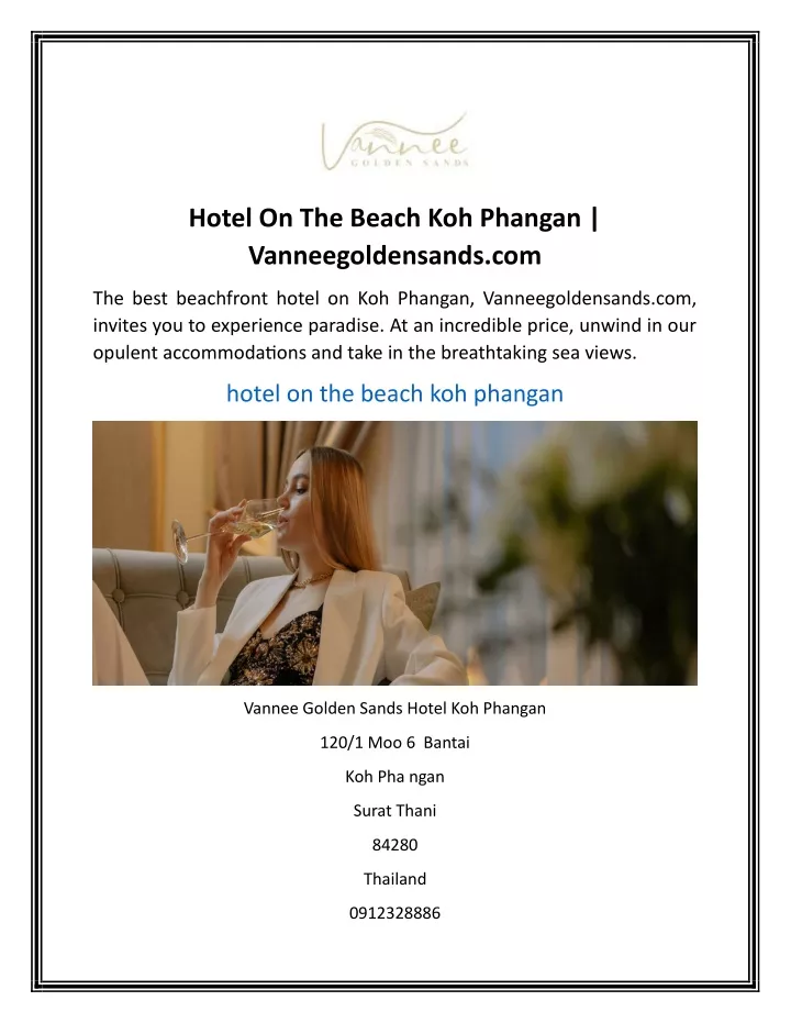 hotel on the beach koh phangan vanneegoldensands