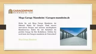 Mega Garage Mannheim - Garagen-mannheim.de