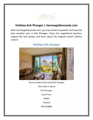 holidays koh phangan vanneegoldensands com