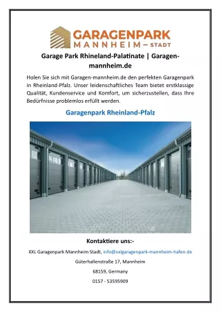 Garage Park Rhineland-Palatinate Garagen-mannheim.de