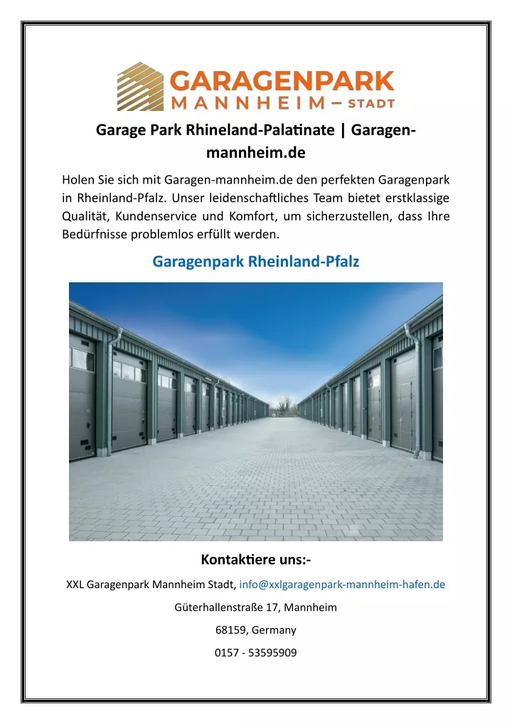 garage park rhineland palatinate garagen mannheim