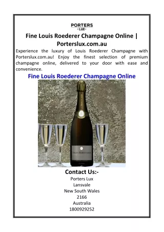 Fine Louis Roederer Champagne Online  Porterslux.com.au