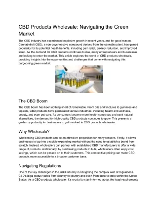 CBD Products Wholesale_ Navigating the Green Market