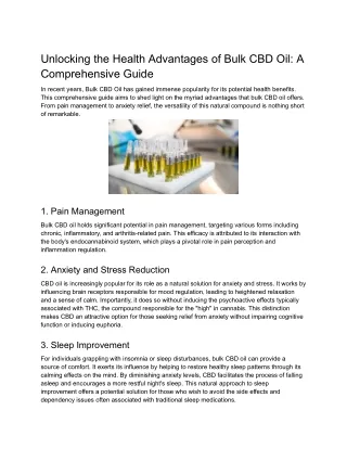 Unlocking the Health Advantages of Bulk CBD Oil_ A Comprehensive Guide