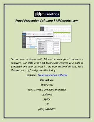Fraud Prevention Software  Midmetrics