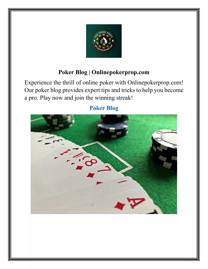 poker blog onlinepokerprop com