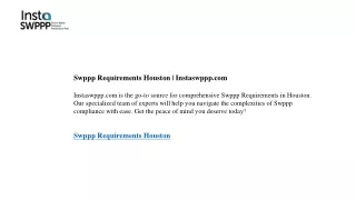 Swppp Requirements Houston  Instaswppp.com