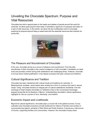Unveiling the Chocolate Spectrum_ Purpose and Vital Resources