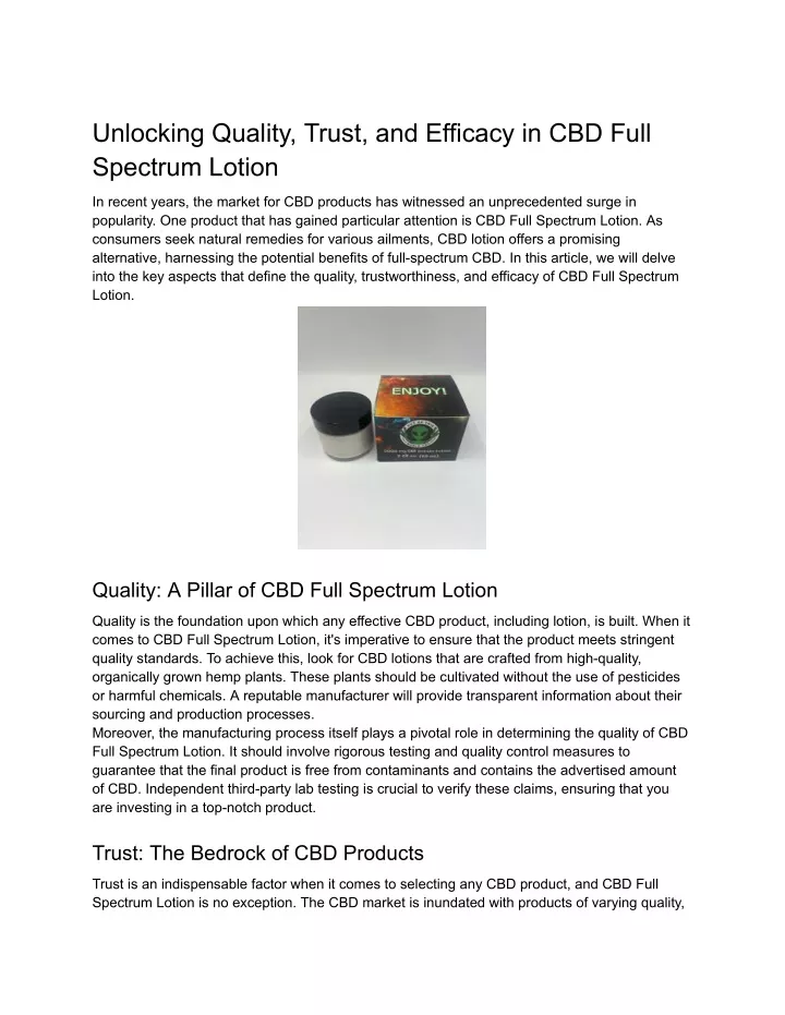 unlocking quality trust and efficacy in cbd full