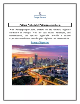 Pattaya Nightclub  Pattayapassport