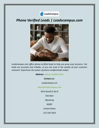 Phone Verified Leads  Leadscampus