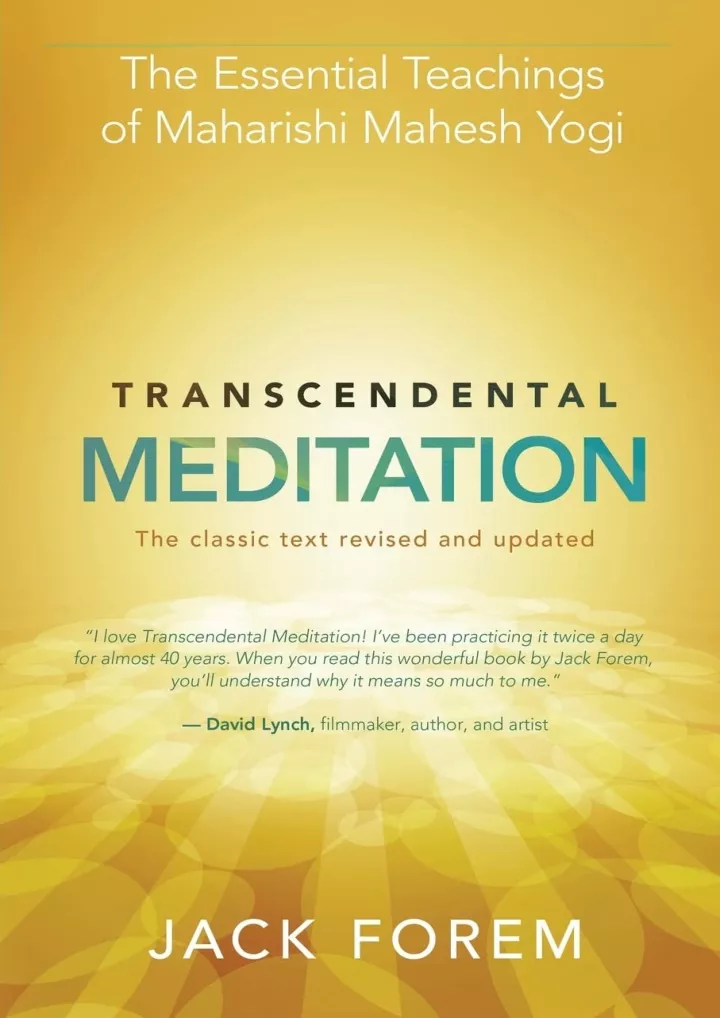 transcendental meditation the essential teachings